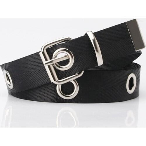 Fashion Personality Womens Belt Female Simple Joker Jeans Air Eye Canvas Waistbelt Lengthen Punk Style Womens Belt