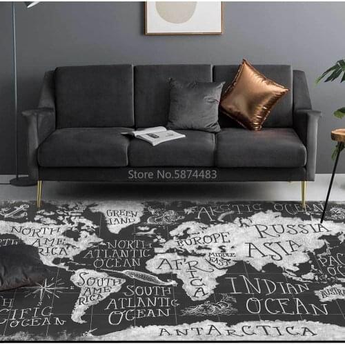 Fashion Modern Black Gray Abstract English World Living Room Bedroom Bedside Carpet Floor Mat Customization