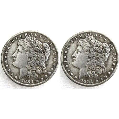 US Coins 1884/1884 Two Faces UNC/Old Color Morgan Dollar copy Coins Silver Plated