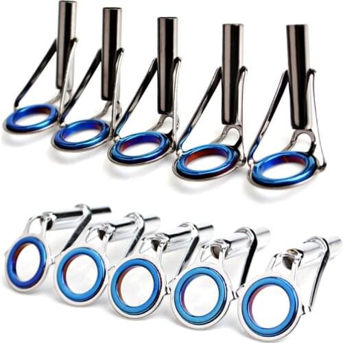 5 Pcs Fishing Rod Guide Tip Strong Line Repair Set Kit DIY Rings High Stainless Steel Frame Stainless Steel Frame G99D