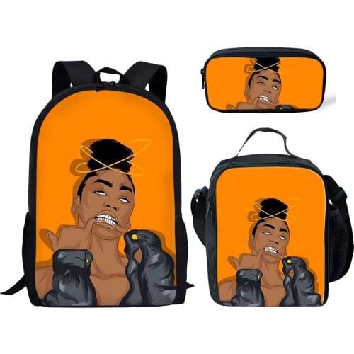 African Black Queen School Bag Set For Teen Boys Girls Cute Kids School Backpack Cool Primary Children Student Bookbags