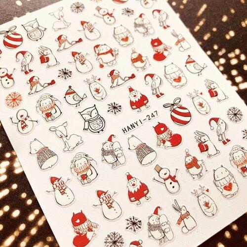 Newest Christmas Xmas White Snow Design Gift 3d Nail Art Stickers Decal template diy tool decorations