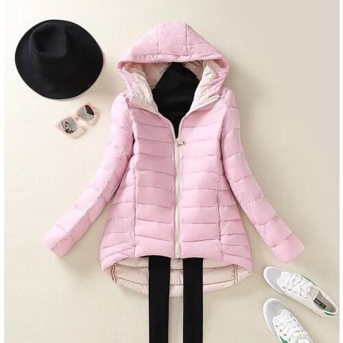 New Fashion Women Warm Basic Navy Blue Down Parkas Irregular Hooded Collar Zipper Long Sleeve Outwear Casual Brand Plus Size