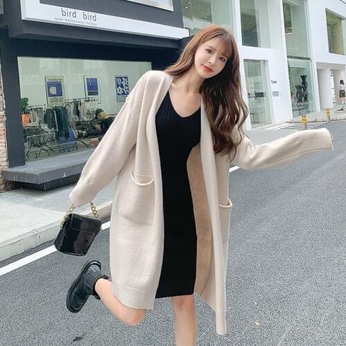 Casual sweater jacket 2021 autumn and winter lazy wind loose simple knitted cardigan fashionable womens clothing