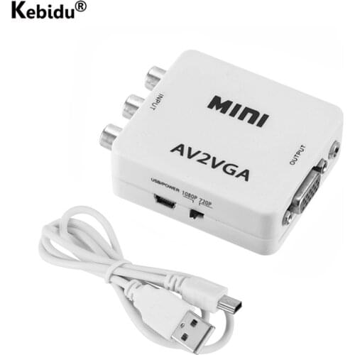 Mini 1080P HD Video RCA to VGA Converter AV / CVSB L / R Video AV2VGA AV to VGA Scaler Adapter For Game Console RCA To PC TV VGA