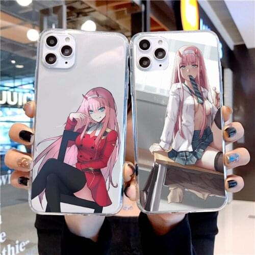 Apple iPhone 11 12Pro Max X XR XS MAX 12mimi 6 6s 7 8 Plus Transparent Phone Case Coque Zero Two Dear FranXX Anime