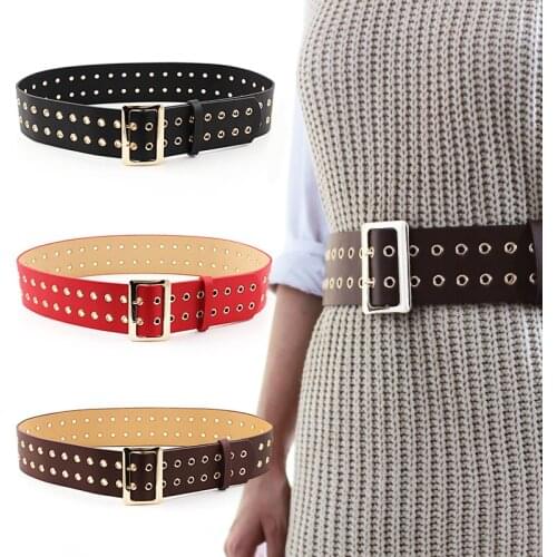 Winter Wild Genuine Leather Belt Female Waist Belts Women Double Row Buckle Belt Strap cinturon mujer cinto feminino cinturones