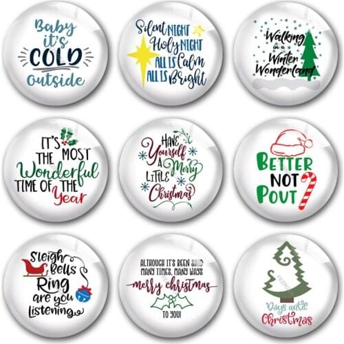Handmade Christmas X-Mas Ring Bell Santa Tree Round Photo Glass Cabochons Demo Flat Back DIY Jewelry Making Findings Accessory