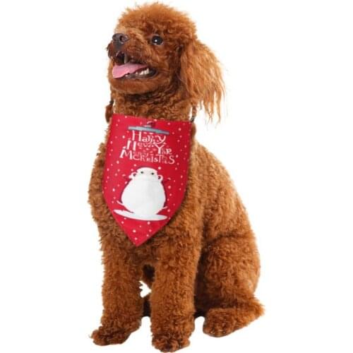 Pet Dogs Neck Scarf Dog Polyester Plaid Elk Printed Bandana Pet Washable Decoration Scarf Handkerchiefs Bibs For Christmas