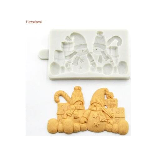 Christmas Decoration Snowman Shape Silicone Mold DIY Chocolate Biscuit Cake Mold Party Supplies Cake Baking Tools Bakeware