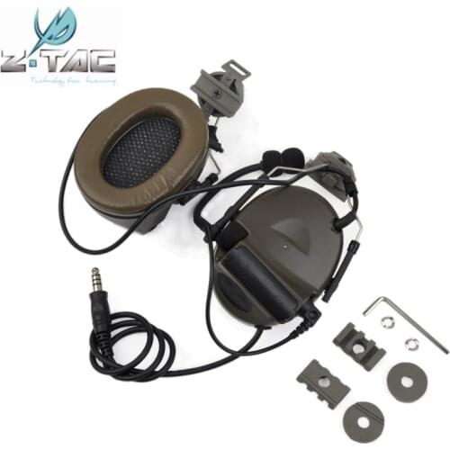 Z Tactical Softair Comtac II Headset For Fast Helmets Peltor Helmet Rail Adapter Military Ztac Airsoft Aviation Headphone Z031
