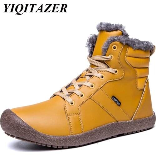 YIQITAZER 2018 Winter Business man PU Leather Shoes Snow Boots Man shoes,Round Toe High Quality Winter Ankle Formal Man Shoes
