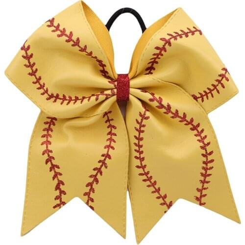 1PC DIY Headwear Leather Bows Cheerleading Hair Accessories With Ring Women Handmade Haar Girl Embroidery Full Cover Clip