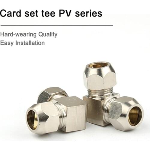 1 pc pneumatic Copper pipe 8mm hard tube direct head middle ferrule right angle elbow quick screw quick connector PV4-16mm