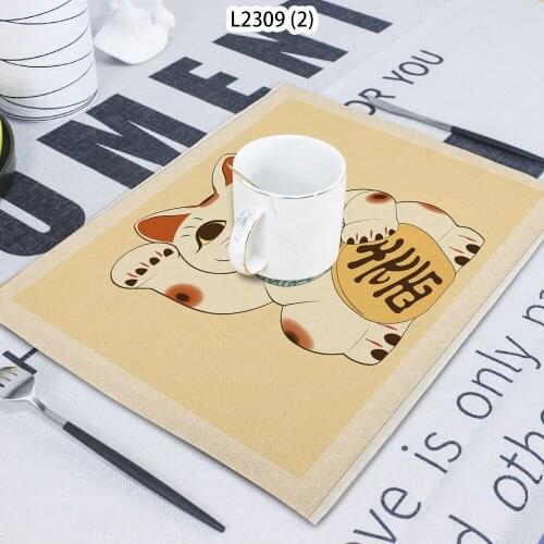 1 Pcs Cat Pattern Sea Water Boat Printing Napkin Cloth Home Decoration Table Mat Cloth Tea Towel Coaster 42*32 Servilletas Tela