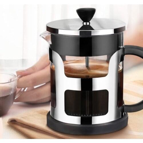 1000/600ml French Press Stainless Steel Coffee Pot Maker Glass Tea Pot With Tea Strainer Filter Kettle Teapots Coffee Machine