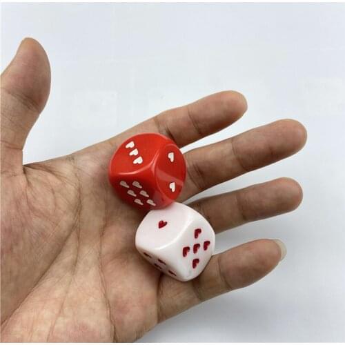 2pcs White Red 25mm Heart Dice Acrylic 6 Sided Round Corner Heart-shaped Dice For Bar Party Family Games Rpg Board Game