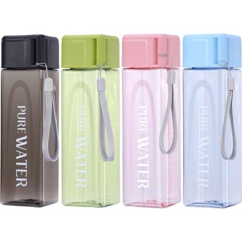 480ml New Square Plastic Water Cup Simple Transparent Water Cup Outdoor Water Sports Cold Juice Cup Portable Portable Water Cup