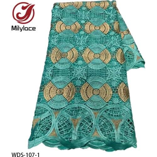 African Cord Lace Fabric High Quality Embroidery Guipure Lace Fabric with Stones French Net Lace Material for Dress WDS-107