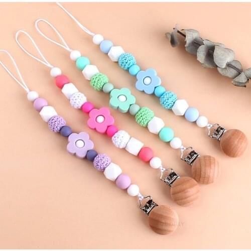 Baby Silicone Pacifier Clip Newborn Lovely Pacifiers Chain Infant Teether Teething Toddler Kids Boy Girls Nipple Clips Holder