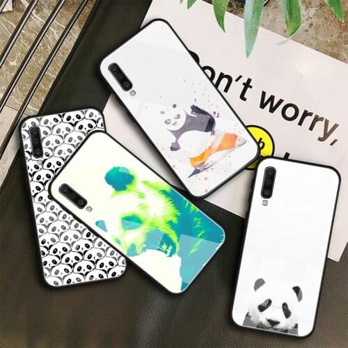 Cute Panda Tempered Glass Case For Samsung Galaxy A10S A10E A20S A20E A30S A40 A50S A60 A70 A80 A90 A6 A7 A8 Shell