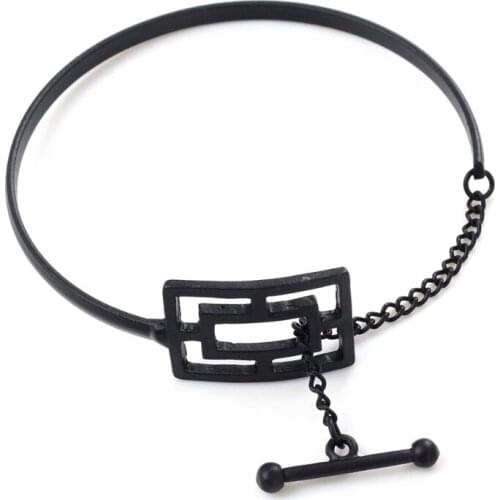 Black Toggle Clasp Bracelets Bangle Adjustable Jewelry Unique Simple Cuff Hollow Chain Wristband Accessoires