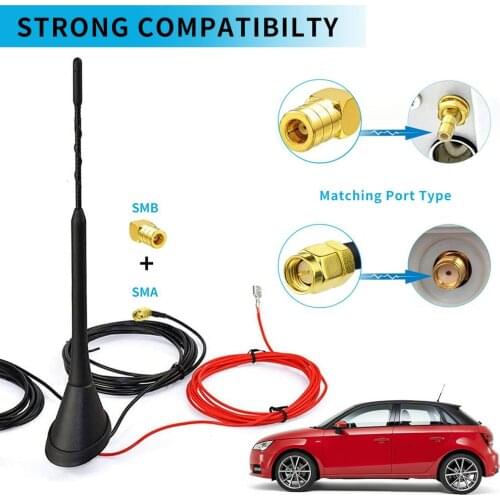 Active DAB/DAB+ Antenna Digital Radio FM/AM Estate Roof Antenna With SMB/SMA Plug DIN Adaptor Car Radio Vehicle Splitter Amplifi