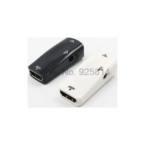 By dhl or ems 100pcs HDMI TO VGA Adapter,HDMI Female to VGA Female 1080p Video Converter Adapter With 3.5mm Audio Cable