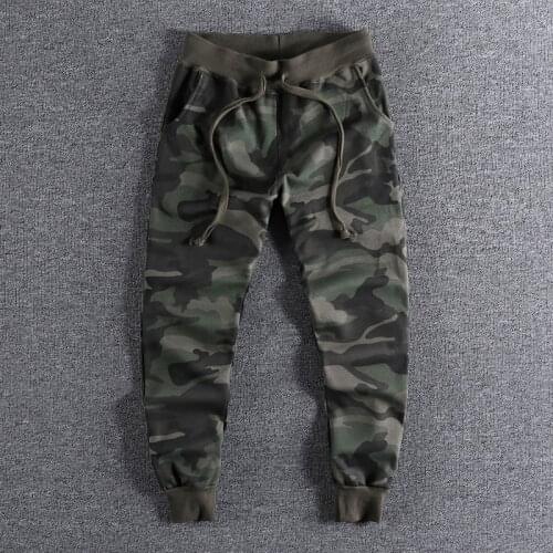 European and American trend camouflage Leggings autumn and winter Plush warm sports casual pants for men trouser 0800