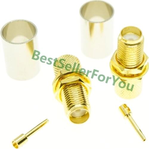 SMA female jack bulkhead nut crimp for RG5 RG6 5D-FB LMR300 cable straight RF Connector