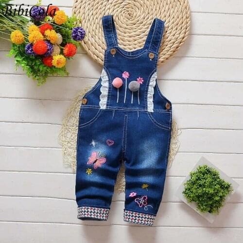 BibiCola Spring Fall baby Overalls jeans clothes newborn children denim overalls jumpsuits for toddler/infant girls bib pants
