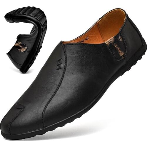 Leather Men Shoes Luxury Brand 2019 Italian Casual Mens Loafers Moccasins Breathable Slip on Black Driving Shoes Plus Size 38-47