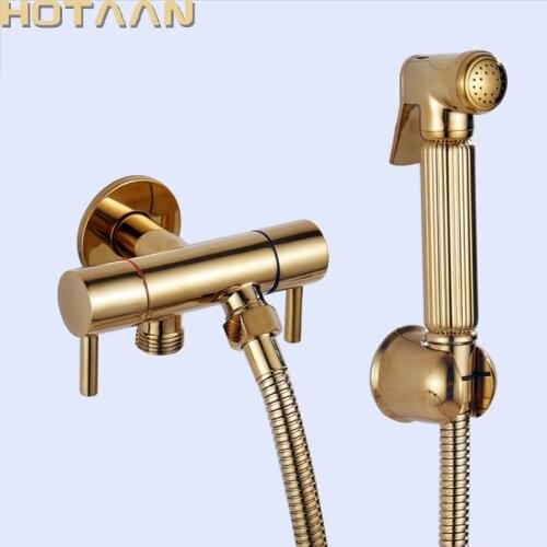 HOTAAN Copper Toilet Hand Held Bidet Faucet Sprayer Bidet Set Sprayer Gun Toilet Spray For Bathroom Self Cleaning Shower Head