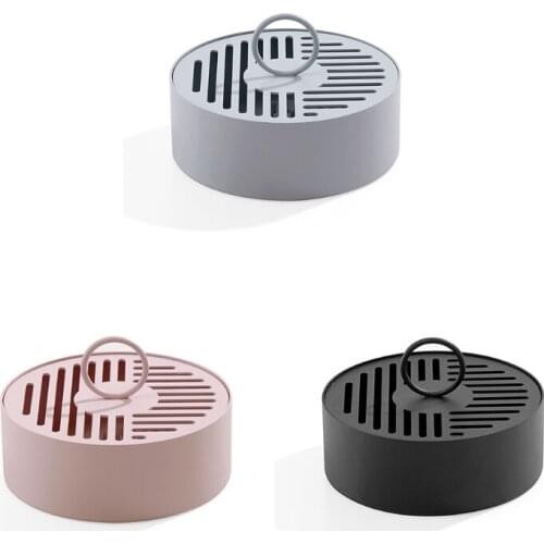 Metal Insect Repellent Coil Holder Box with Lid Handle Portable Hollow Out Iron Round Fireproof Incense Burner Case Tray