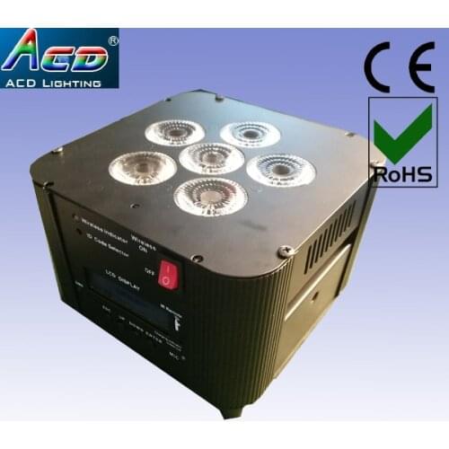 Free shipping 2019 hot mini housing battery powered 6*18w 6in1 rgbwa+uv wireless dmx led stage flat par can uplights 8pcs/Lot