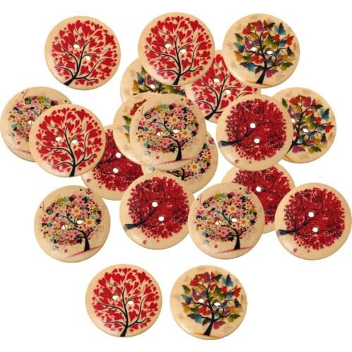 Lots 20 Pcs Mixed Color Wood Buttons 2 Holes for DIY Sewing Craft Decorative