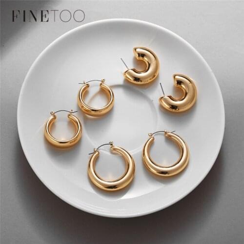 Fashion Plain Gold Color Metal Hoop Earrings for Women Classic Round Circle Hoops Statement Jewelry 2020