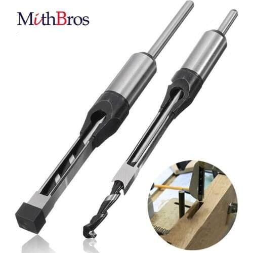 MithBros Square Hole Woodworking Drill Tools Kit Set Square Auger Mortising Chisel Drill Set Extended Saw HSS Twist Drill Bits
