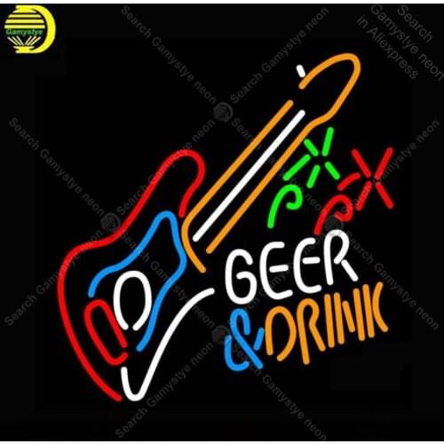 Neon Sign for Beer and Drink Guitar neon bulb Sign Music Neon lights Sign glass Tube Iconic Light anuncio luminoso Night lighT