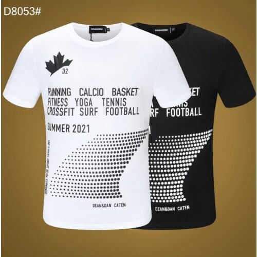 2021 new Dsquared2 print short-sleeved T-shirt mens letter print pattern COTTON fashion trend summer streetwear black tops