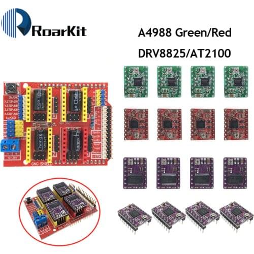 New CNC Shield v3 engraving machine / 3D Printer / + 4pcs A4988/DRV8825/AT2100 Driver Expansion Board for Arduino DIY K