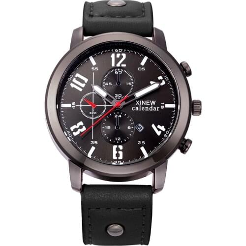 Wholesale Cheap Watches Mens Leather Business Date Quartz Wristwatches Men Gifts Clock Erkek Barato Saat Brown relogio masculino