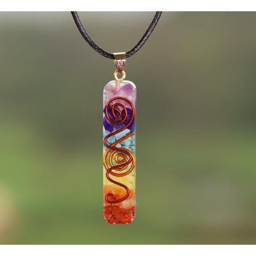 7 Chakra Energy Pendant Orgonite Necklace Rainbow Crystal Pendant Yoga Meditation Necklace Resin Jewelry For Women Men