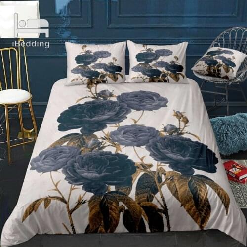 Blue Flowers Duvet Cover Luxury Comforter Bedding Set Gothic Style Girl Twin Size Bedding Nordic Bed Cover 150 Quilts and Quilt