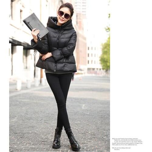 New short down coat stylish hooded womens winter jackets large size black red fashion 2018 hot sale