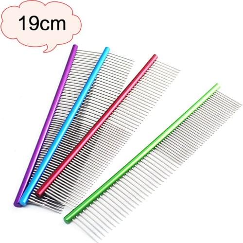 16cm Pet Dog Comb Multi-Colored Stripe Grooming Comb For Shaggy Cat Dogs Barber Grooming Tool Salon Pet Comb Professional Steel