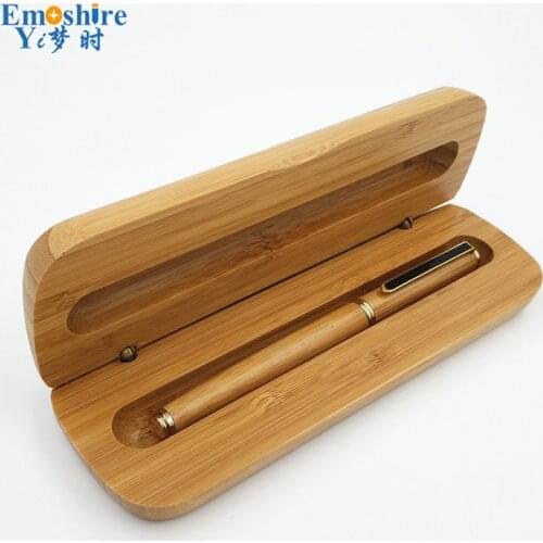 Hot Sale Creative Natural Bamboo Fountain Pen with Bamboo Pencil Case Suit Pennen Boligrafos for Students Birthday Gifts P057