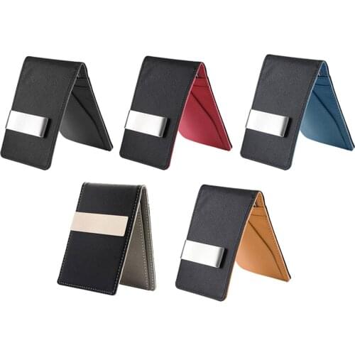 Detachable Two-tone Color Mens Leather Money Clip Slim Wallets ID Card
