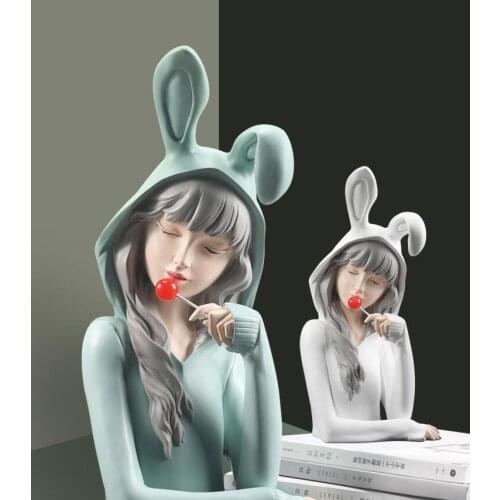 Modern Cute Lollipop Girls Resin Accessories Home Desktop Figurines Decoration Livingroom Ornaments TV Cabinet Sculpture Crafts