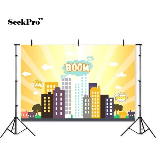 Thin vinyl city boom bang superhero Comic cloud children photo Backgrounds Professional indoor Photographic studio Backdrops